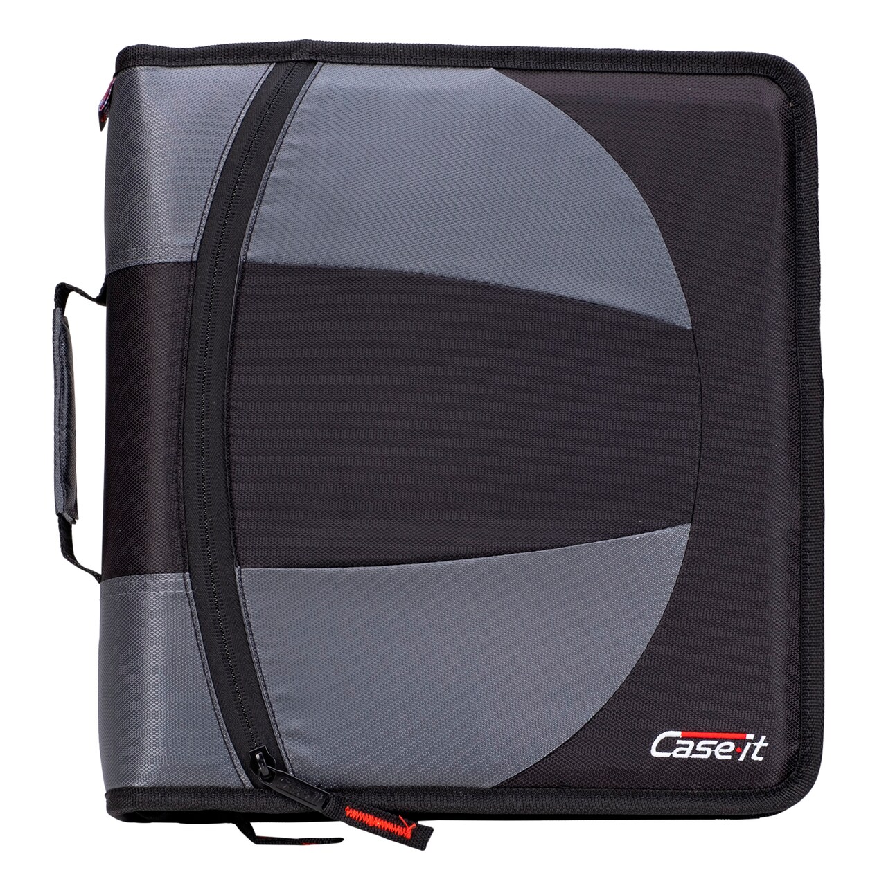 Case·it Dual Ring Zipper Binder, D Ring, 1-1/2 Inches, Jet Black